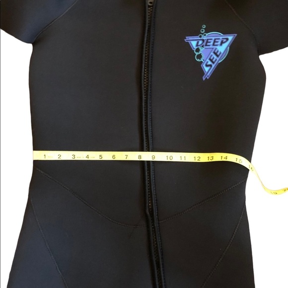 Deep See Long Sleeve Asymmetrical Zip Shorts Wet Suit Adult Medium - Picture 8 of 11